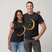 Kat in de maan ontwerp t-shirt (Unisex)