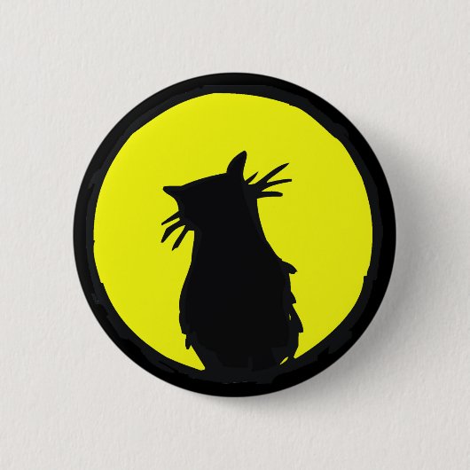 Kat in de maan ronde button 5,7 cm (Voorkant)