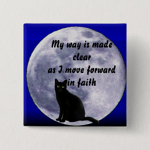 Kat in de maan_ vierkante button 5,1 cm