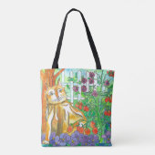 Kat in de moestuin Waterverf schilderij Tote Bag (Achterkant)