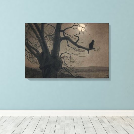 Kat in de Moonlight, Alexandre Steinlen Canvas Afdruk (Insitu (Houten vloer))