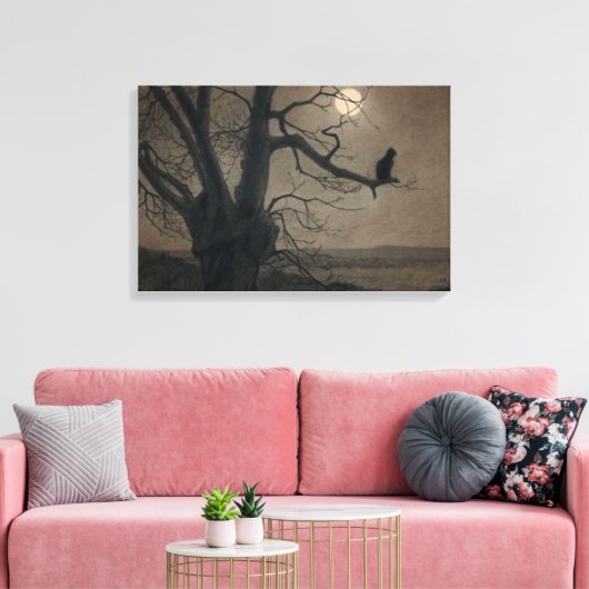 Kat in de Moonlight, Alexandre Steinlen Canvas Afdruk (Insitu (Woonkamer))