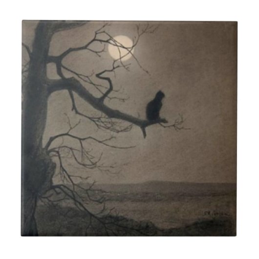 Kat in de Moonlight, Alexandre Steinlen Tegeltje (Voorkant)