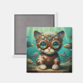 Kat in de oceaanmagneet magneet (Voorkant / Achterkant)