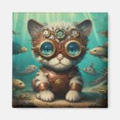 Kat in de oceaanmagneet magneet (Voorkant)