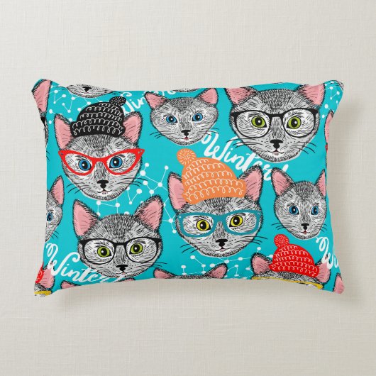 Kat in de pet accent kussen (Voorkant)