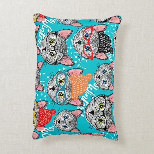 Kat in de pet accent kussen (Achterkant (Verticaal))