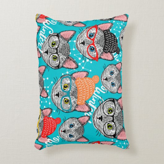 Kat in de pet accent kussen (Voorkant(Verticaal))