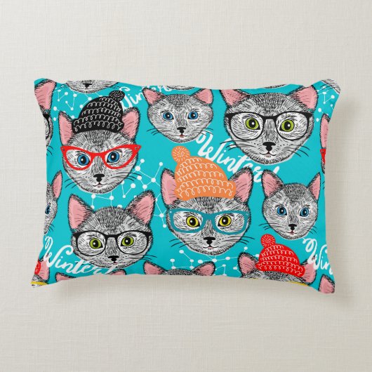 Kat in de pet accent kussen (Achterkant)