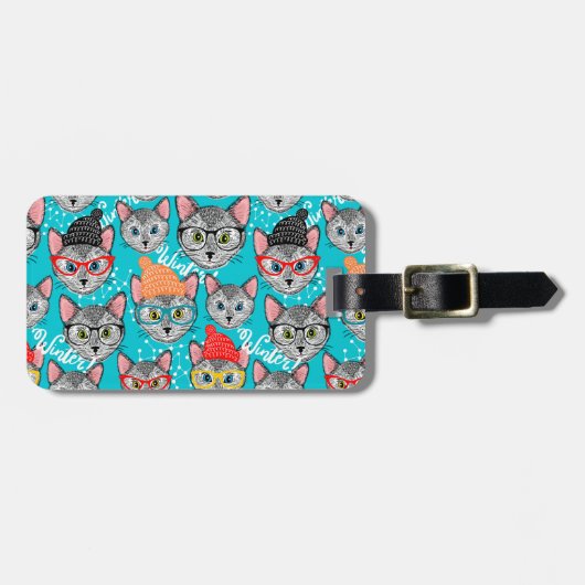 Kat in de pet bagagelabel (Voorkant horizontaal)