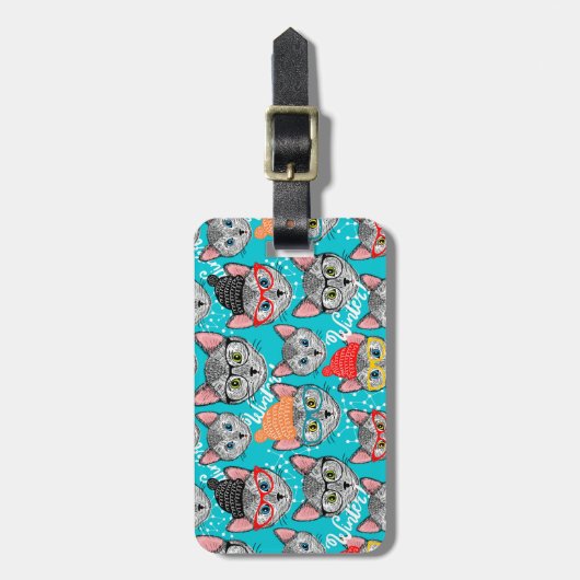 Kat in de pet bagagelabel (Voorkant verticaal)