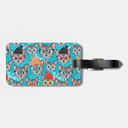 Kat in de pet bagagelabel (Achterkant horizontaal)