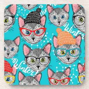 Kat in de pet bier onderzetter