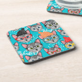 Kat in de pet bier onderzetter (Linkerzijde)