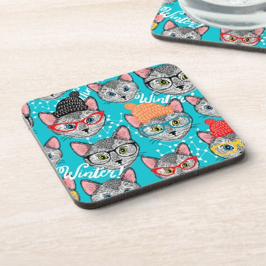 Kat in de pet bier onderzetter (Linkerzijde)