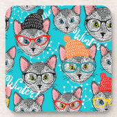 Kat in de pet bier onderzetter (Voorkant)