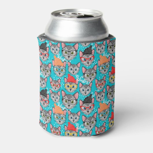 Kat in de pet blikjeskoeler (Blikje Achterkant)