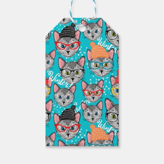 Kat in de pet cadeaulabel (Voorkant)