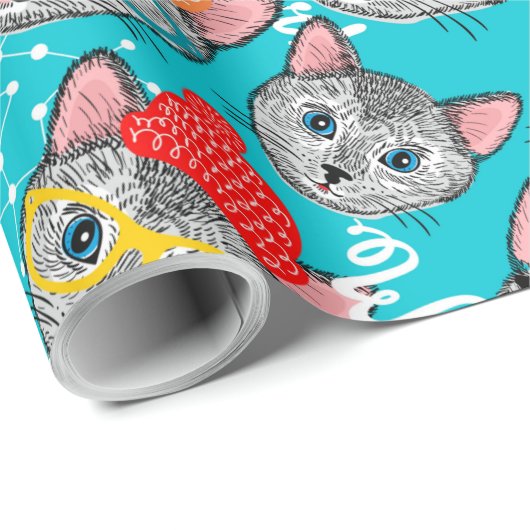 Kat in de pet cadeaupapier (Rol Hoek)