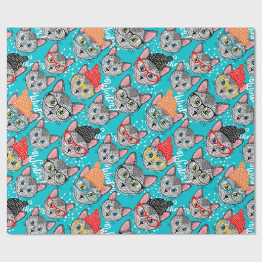 Kat in de pet cadeaupapier (Vlak)