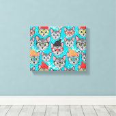 Kat in de pet canvas afdruk (Insitu (Houten vloer))