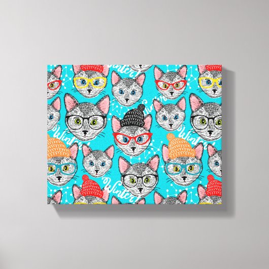 Kat in de pet canvas afdruk (Voorkant)
