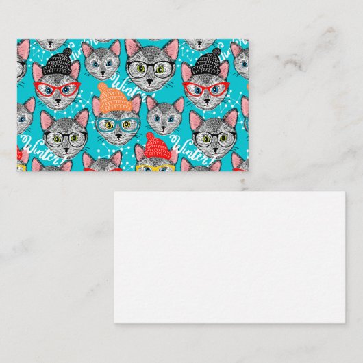 Kat in de pet contactkaartje (Voorkant / Achterkant)