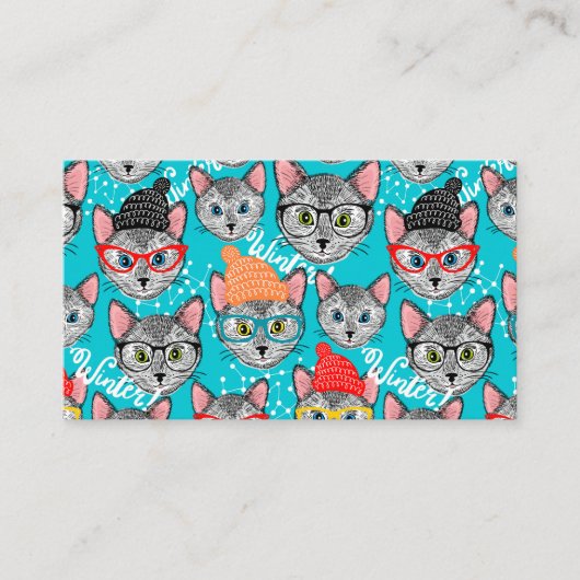 Kat in de pet contactkaartje (Voorkant)