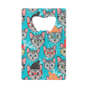 Kat in de pet creditkaart flessenopener