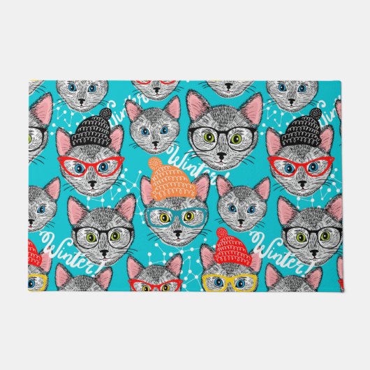 Kat in de pet deurmat (Voorkant)