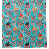 Kat in de pet douchegordijn (Voorkant)