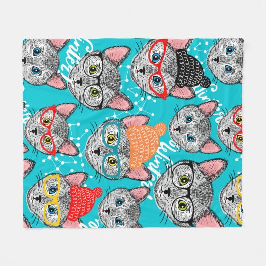 Kat in de pet fleece deken (Voorkant (Horizontaal))