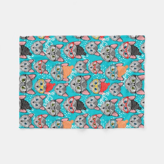 Kat in de pet fleece deken (Voorkant (Horizontaal))