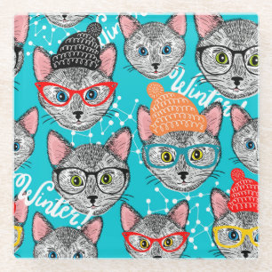 Kat in de pet glazen onderzetter