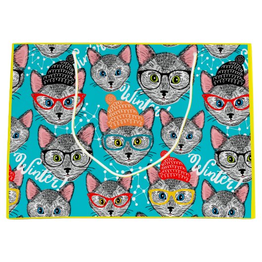 Kat in de pet groot cadeauzakje (Voorkant)