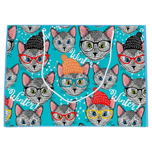 Kat in de pet groot cadeauzakje (Voorkant)