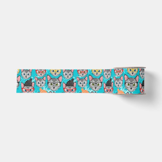 Kat in de pet grosgrain lint (Voorkant)