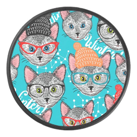 Kat in de pet hockey puck (Voorkant)