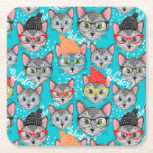 Kat in de pet kartonnen onderzetters (Voorkant)