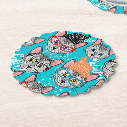 Kat in de pet kartonnen onderzetters (Gekanteld)