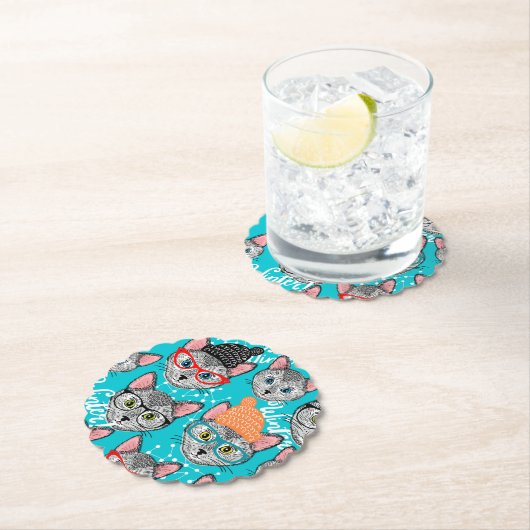 Kat in de pet kartonnen onderzetters (Insitu)