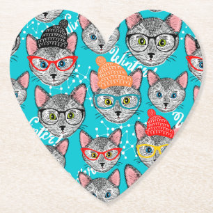 Kat in de pet kartonnen onderzetters