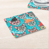 Kat in de pet kartonnen onderzetters (Schuin)