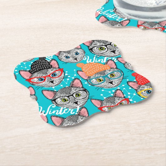 Kat in de pet kartonnen onderzetters (Gekanteld)