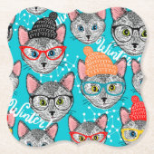 Kat in de pet kartonnen onderzetters (Voorkant)