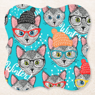 Kat in de pet kartonnen onderzetters