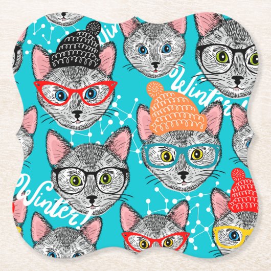 Kat in de pet kartonnen onderzetters (Voorkant)