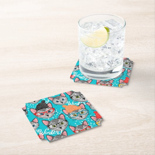 Kat in de pet kartonnen onderzetters (Insitu)