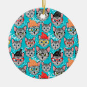 Kat in de pet keramisch ornament (Voorkant)