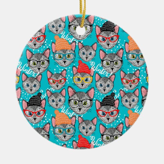 Kat in de pet keramisch ornament (Voorkant)